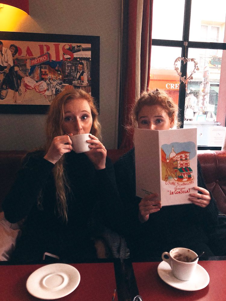 Carrie Green-Zinn's daughters in a cafe in Paris