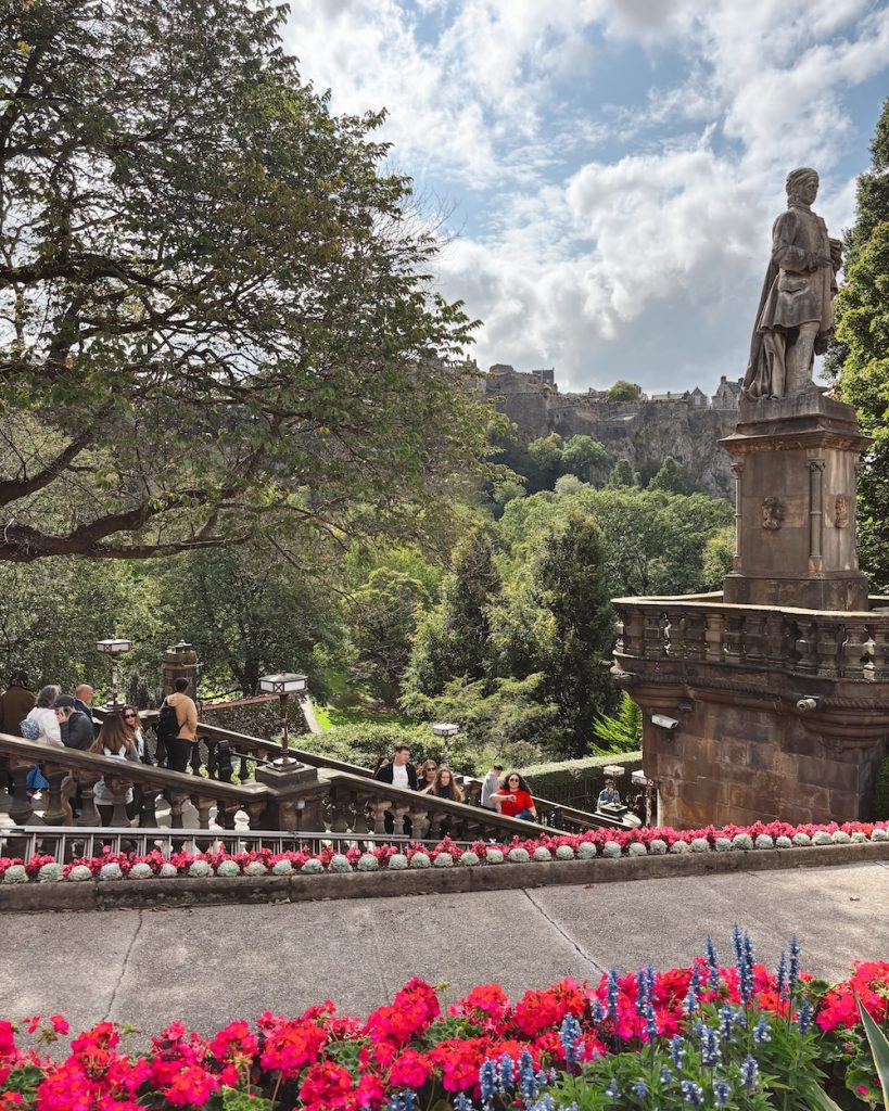 Princes Street Gardens and monument in Edinburgh